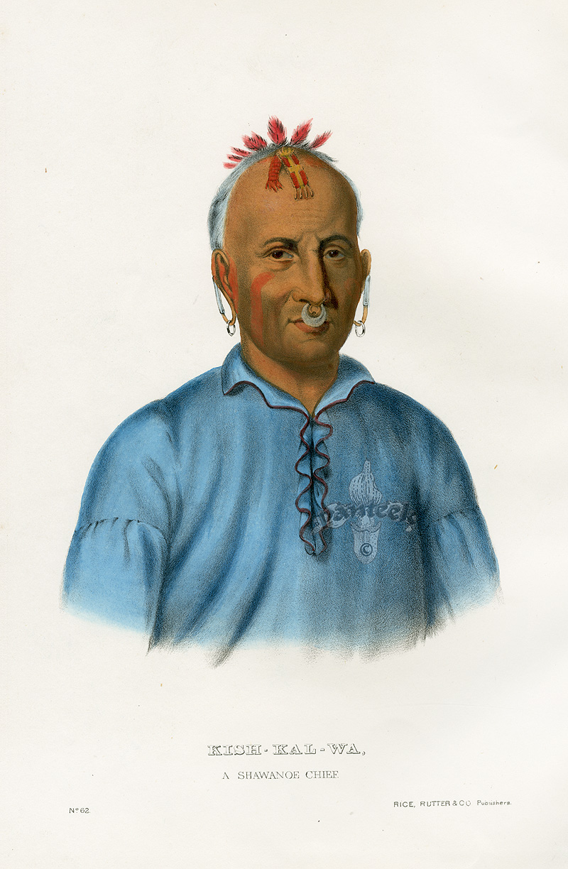 Kish-Kal-Wa, Shawanoe from McKenney Hall North American Indian Prints 1865