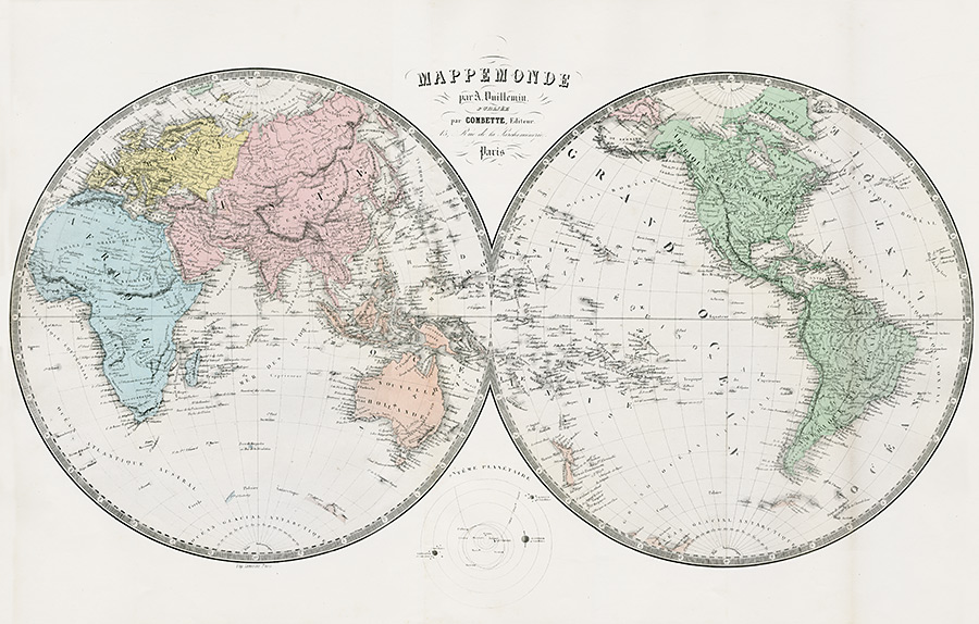 Map of the World by A.Vuillemin publisher Combatte from Levasseur Atlas ...