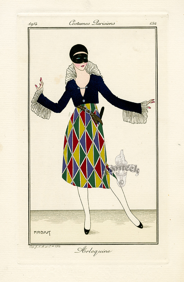 Costumes Parisiens Deco Pochoir Prints 1912